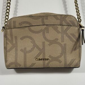 Calvin Klein Hayden Monogram Top Zip Chain Shoulder Bag